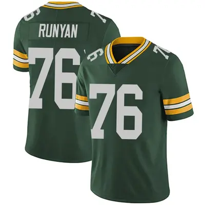 Men's Limited Jon Runyan Green Bay Packers Green Team Color Vapor Untouchable Jersey