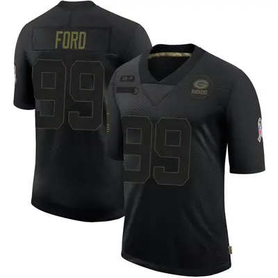 Men's Limited Jonathan Ford Green Bay Packers Black 2020 Salute To Service Jersey