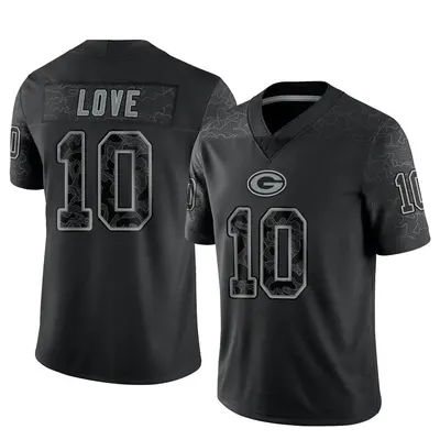 Men's Limited Jordan Love Green Bay Packers Black Reflective Jersey