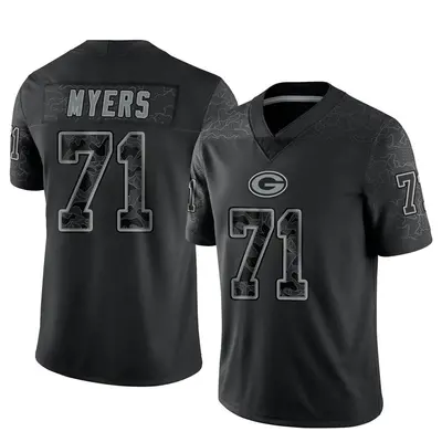 Men's Limited Josh Myers Green Bay Packers Black Reflective Jersey