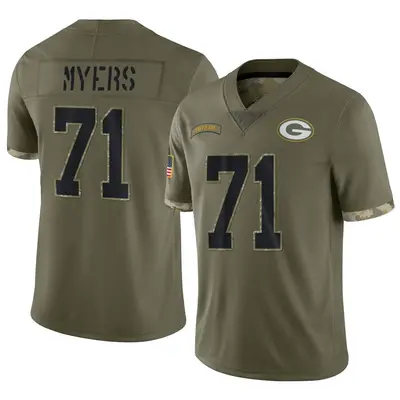 Men's Limited Josh Myers Green Bay Packers Olive 2022 Salute To Service Jersey