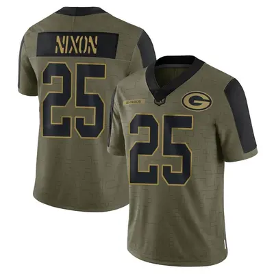 Men's Limited Keisean Nixon Green Bay Packers Olive 2021 Salute To Service Jersey