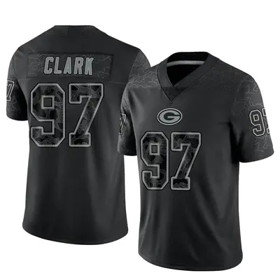 Men's Limited Kenny Clark Green Bay Packers Black Reflective Jersey