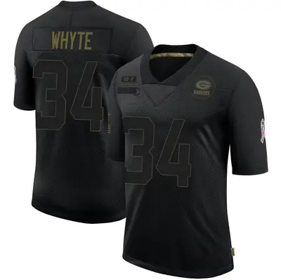 Men's Limited Kerrith Whyte Green Bay Packers Black 2020 Salute To Service Jersey