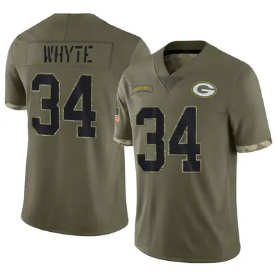 Men's Limited Kerrith Whyte Green Bay Packers Olive 2022 Salute To Service Jersey