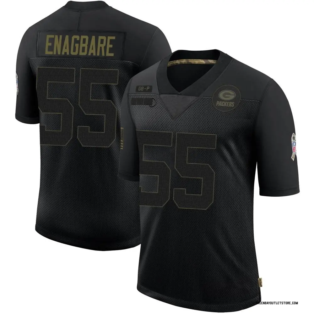 Men's Limited Kingsley Enagbare Green Bay Packers Black 2020 Salute To Service Jersey