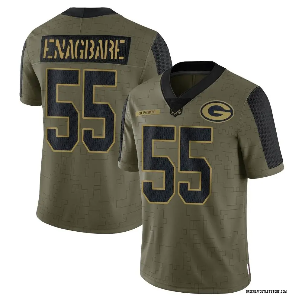 Men's Limited Kingsley Enagbare Green Bay Packers Olive 2021 Salute To Service Jersey