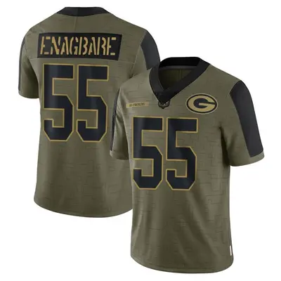 Men's Limited Kingsley Enagbare Green Bay Packers Olive 2021 Salute To Service Jersey