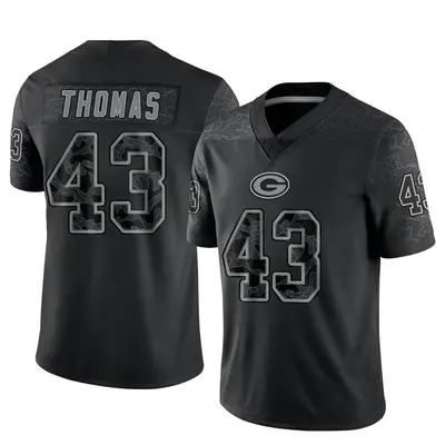 Men's Limited Kiondre Thomas Green Bay Packers Black Reflective Jersey