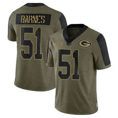 Men's Limited Krys Barnes Green Bay Packers Olive 2021 Salute To Service Jersey