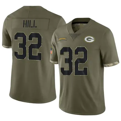 Men's Limited Kylin Hill Green Bay Packers Olive 2022 Salute To Service Jersey