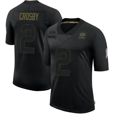 Men's Limited Mason Crosby Green Bay Packers Black 2020 Salute To Service Jersey