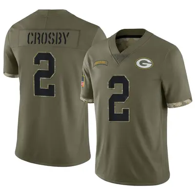 Men's Limited Mason Crosby Green Bay Packers Olive 2022 Salute To Service Jersey