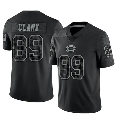 Men's Limited Michael Clark Green Bay Packers Black Reflective Jersey