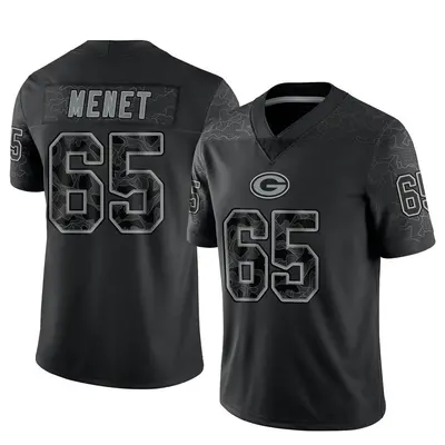 Men's Limited Michal Menet Green Bay Packers Black Reflective Jersey