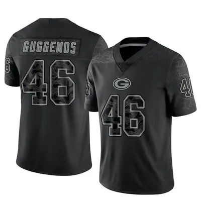 Men's Limited Nick Guggemos Green Bay Packers Black Reflective Jersey
