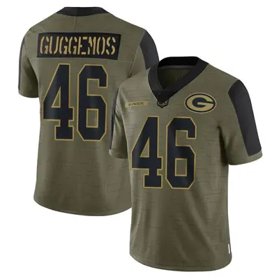 Men's Limited Nick Guggemos Green Bay Packers Olive 2021 Salute To Service Jersey