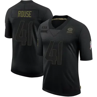 Men's Limited Nydair Rouse Green Bay Packers Black 2020 Salute To Service Jersey