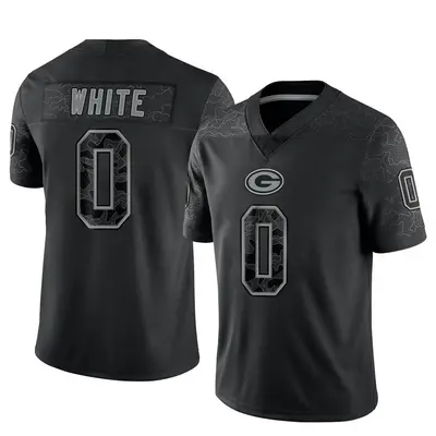 Men's Limited Parker White Green Bay Packers Black Reflective Jersey