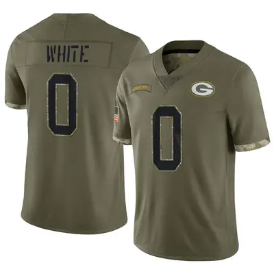Men's Limited Parker White Green Bay Packers Olive 2022 Salute To Service Jersey