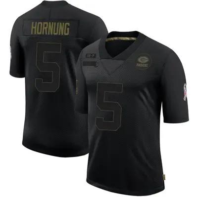 Men's Limited Paul Hornung Green Bay Packers Black 2020 Salute To Service Jersey