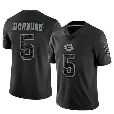Men's Limited Paul Hornung Green Bay Packers Black Reflective Jersey