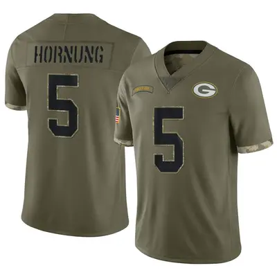 Men's Limited Paul Hornung Green Bay Packers Olive 2022 Salute To Service Jersey