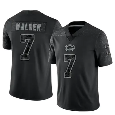 Men's Limited Quay Walker Green Bay Packers Black Reflective Jersey
