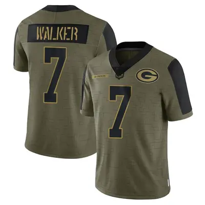 Men's Limited Quay Walker Green Bay Packers Olive 2021 Salute To Service Jersey
