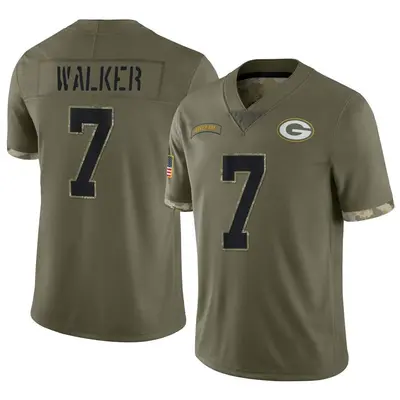 Men's Limited Quay Walker Green Bay Packers Olive 2022 Salute To Service Jersey