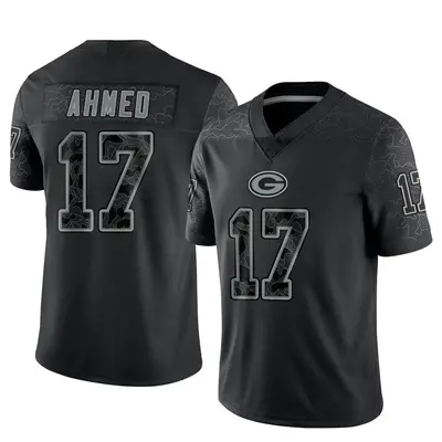 Men's Limited Ramiz Ahmed Green Bay Packers Black Reflective Jersey