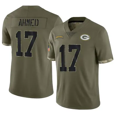Men's Limited Ramiz Ahmed Green Bay Packers Olive 2022 Salute To Service Jersey