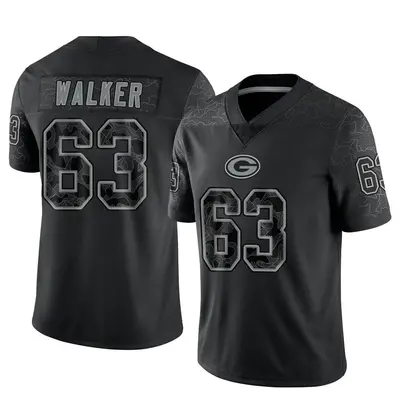 Men's Limited Rasheed Walker Green Bay Packers Black Reflective Jersey