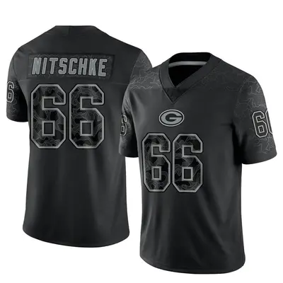 Men's Limited Ray Nitschke Green Bay Packers Black Reflective Jersey