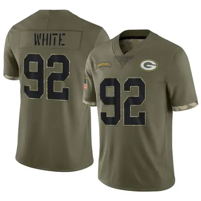 Men's Limited Reggie White Green Bay Packers Olive 2022 Salute To Service Jersey