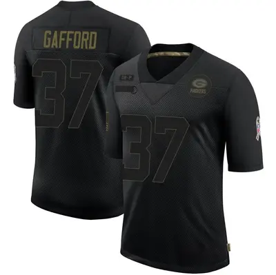 Men's Limited Rico Gafford Green Bay Packers Black 2020 Salute To Service Jersey