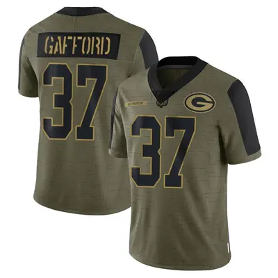 Men's Limited Rico Gafford Green Bay Packers Olive 2021 Salute To Service Jersey