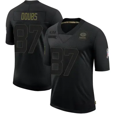 Men's Limited Romeo Doubs Green Bay Packers Black 2020 Salute To Service Jersey