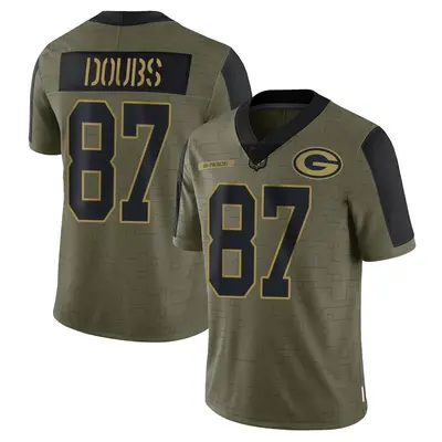 Men's Limited Romeo Doubs Green Bay Packers Olive 2021 Salute To Service Jersey