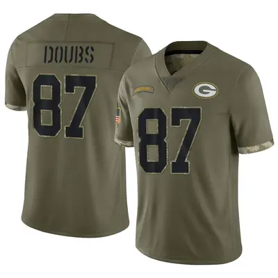 Men's Limited Romeo Doubs Green Bay Packers Olive 2022 Salute To Service Jersey