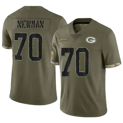 Men's Limited Royce Newman Green Bay Packers Olive 2022 Salute To Service Jersey