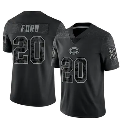 Men's Limited Rudy Ford Green Bay Packers Black Reflective Jersey