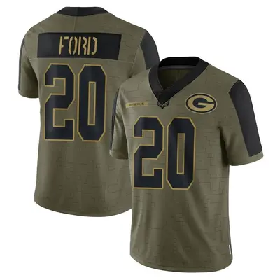 Men's Limited Rudy Ford Green Bay Packers Olive 2021 Salute To Service Jersey