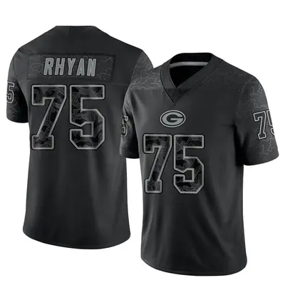 Men's Limited Sean Rhyan Green Bay Packers Black Reflective Jersey
