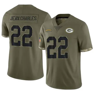Men's Limited Shemar Jean-Charles Green Bay Packers Olive 2022 Salute To Service Jersey
