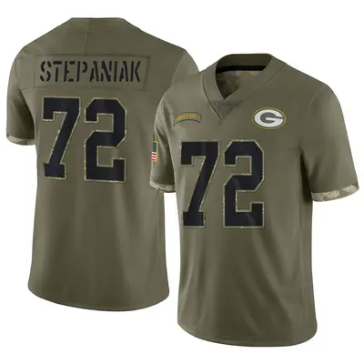 Men's Limited Simon Stepaniak Green Bay Packers Olive 2022 Salute To Service Jersey