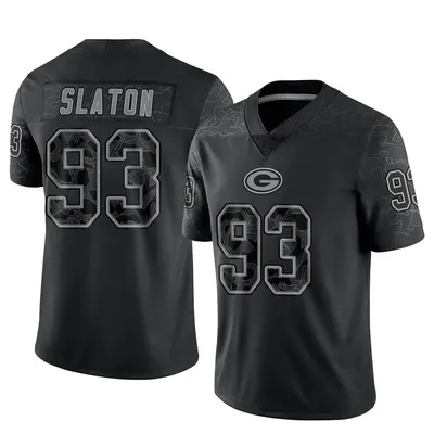 Men's Limited T.J. Slaton Green Bay Packers Black Reflective Jersey