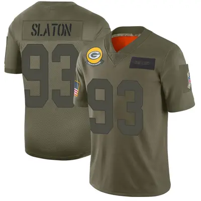 Men's Limited T.J. Slaton Green Bay Packers Camo 2019 Salute to Service Jersey