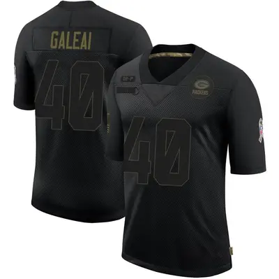 Men's Limited Tipa Galeai Green Bay Packers Black 2020 Salute To Service Jersey