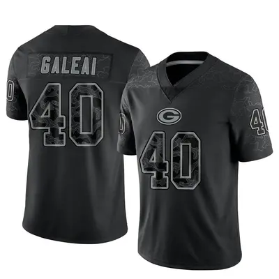 Men's Limited Tipa Galeai Green Bay Packers Black Reflective Jersey